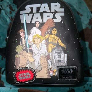 Loungefly Black Star Wars Character Mini Backpack with Multicolor Art